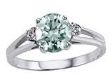 Tommaso Design™ Genuine Aquamarine Round 7mm and Diamond Ring