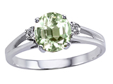 Tommaso Design™ Genuine Green Amethyst and Diamond Ring