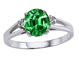 Tommaso Design™ Simulated Emerald And Genuine Diamond Ring