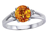 Tommaso Design™ Genuine Citrine and Diamond Ring
