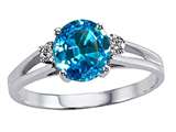 Tommaso Design™ Genuine Blue Topaz and Diamond Ring