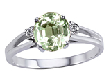 Tommaso Design™ Genuine Green Amethyst and Diamond Ring