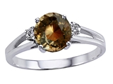 Tommaso Design™ Genuine Smoky Quartz and Diamond Ring