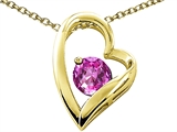 Tommaso Design™ Heart Shape Round 7mm Created Pink Sapphire Pendant