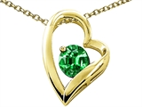Tommaso Design™ Heart Shape Round 7mm Simulated Emerald Pendant