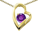 Tommaso Design™ Heart Shape Round 7mm Genuine Amethyst Pendant
