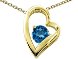 Tommaso Design™ Heart Shape Round 7mm Genuine Blue Topaz Pendant