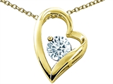 Tommaso Design™ Heart Shape Round 7mm Genuine Aquamarine Pendant