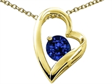 Tommaso Design™ Heart Shape Round 7mm Created Sapphire Pendant