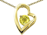 Tommaso Design™ Heart Shape Round 7mm Genuine Lemon Quartz Pendant