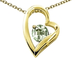Tommaso Design™ Heart Shape Round 7mm Genuine Green Amethyst Pendant