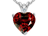 Tommaso Design™ Genuine 8mm Garnet and Diamond Heart Pendant