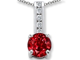 Created Ruby And Genuine Cubic Zirconia Pendant