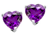 Tommaso Design™ Heart Shape 6mm Genuine Amethyst Earring Studs