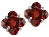 Tommaso Design™ Genuine Clover Cut Garnet Earrings