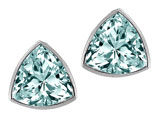 Tommaso Design™ Genuine Trillion Aquamarine Earring Studs