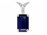 Tommaso Design™ Emerald Cut Genuine Sapphire and Diamond Pendant