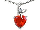 Original Star K™ Heart Shape 8mm Simulated Orange Mexican Fire Opal Pendant