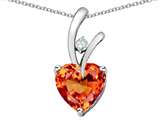 Original Star K™ Heart Shape 8mm Simulated Orange Mexican Fire Opal Pendant