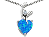 Original Star K™ Created Heart Shaped 8mm Blue Opal Pendant