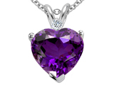 Tommaso Design™ Genuine 8mm Amethyst and Diamond Heart Pendant