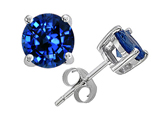 Tommaso Design™ 7mm Genuine Round Created Sapphire Earring Stud