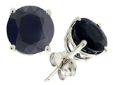 Tommaso Design™ 7mm Round Genuine Black Sapphire Earring Studs