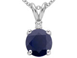 Tommaso Design™ Round 7mm Genuine Black Sapphire Pendant