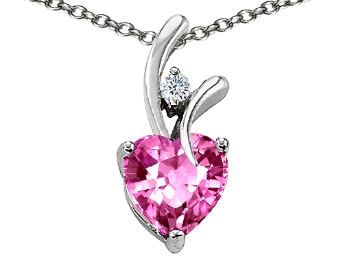 Original Star K™ Heart Shaped 8mm Created Pink Sapphire Pendant