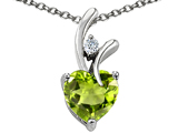 Original Star K™ Genuine Heart Shaped 8mm Peridot Pendant
