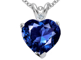 Tommaso Design™ 8mm Heart Shape Simulated Tanzanite And Genuine Diamond Heart Pendant