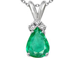 Tommaso Design™ Genuine Emerald and Diamond Pendant