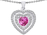 Original Star K™ 6mm Heart Shape Created Pink Sapphire Pendant