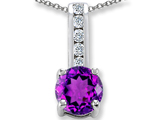 Genuine Amethyst And Genuine Cubic Zirconia Pendant