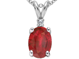 Tommaso Design™ Genuine Ruby Oval 8x6 and Diamond Pendant