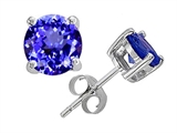 Tommaso Design™ 7mm Genuine Round Simulated Tanzanite Earring Stud