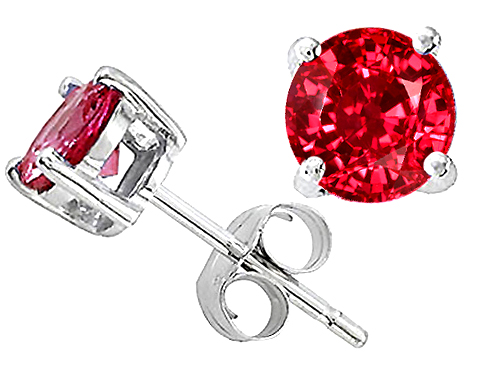 Tommaso Design™ Round 6mm Created Ruby Earring Stud