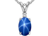 Tommaso Design™ Created Star Sapphire and Genuine Diamond Pendant
