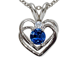 Tommaso Design™ Created Sapphire and Genuine Diamond Heart Pendant