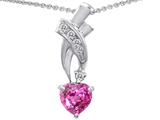 Original Star K™ 925 Created Heart Shaped Pink Sapphire Pendant