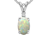 Tommaso Design™ Genuine Opal and Diamond Pendant