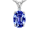 Tommaso Design™ Simulated Tanzanite Oval 9x7mm And Genuine Diamond Pendant
