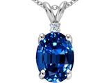 Tommaso Design™ Created Sapphire and Genuine Diamond Pendant