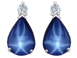 Tommaso Design™ Created Star Sapphire and Genuine Diamond Drop Earrings