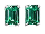 Original Star K™ 8x6mm Emerald Cut Simulated Emerald Earrings