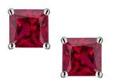 Original Star K™ Square 7mm Created Ruby Earrings