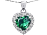 Original Star K™ Heart Shaped Simulated Emerald And Cubic Zirconia Pendant