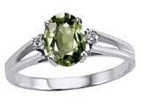 Tommaso Design™ Oval 7x5mm Genuine Green Sapphire Ring
