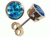 Tommaso Design™ Genuine Round Blue Topaz Earrings