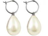Genuine White South Sea Shell Majorca Pearl Earring Drops with 15mm Hoops